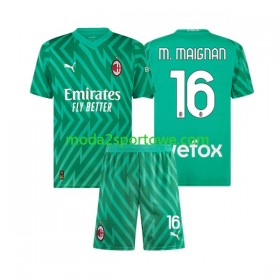 Koszulka AC Milan Mike Maignan 16 Bramkarska Dziecięcy Domowe Stroje Piłkarskie 2023/24 Krótki Rękaw